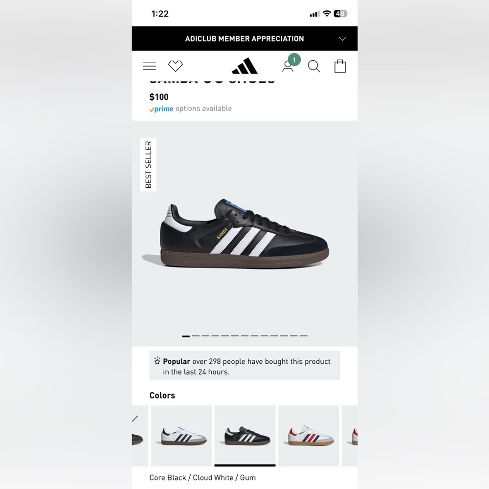 Adidas Sambas Core black/cloud white/gum